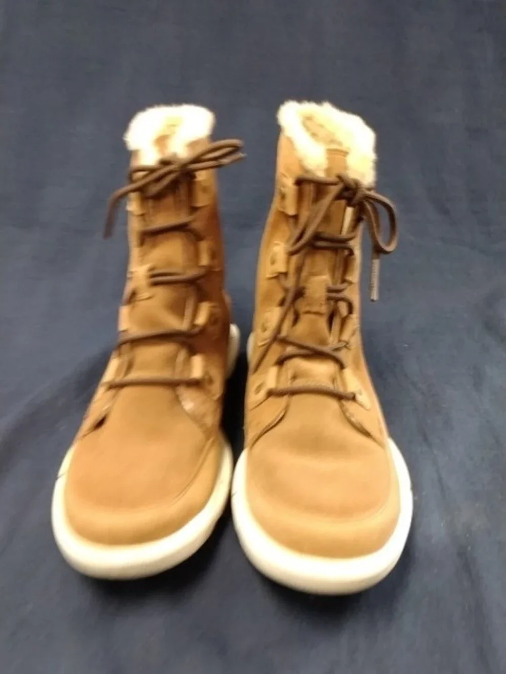 Sorel Women's Tan Suede Lace-Up Winter Boots with Shearling Trim